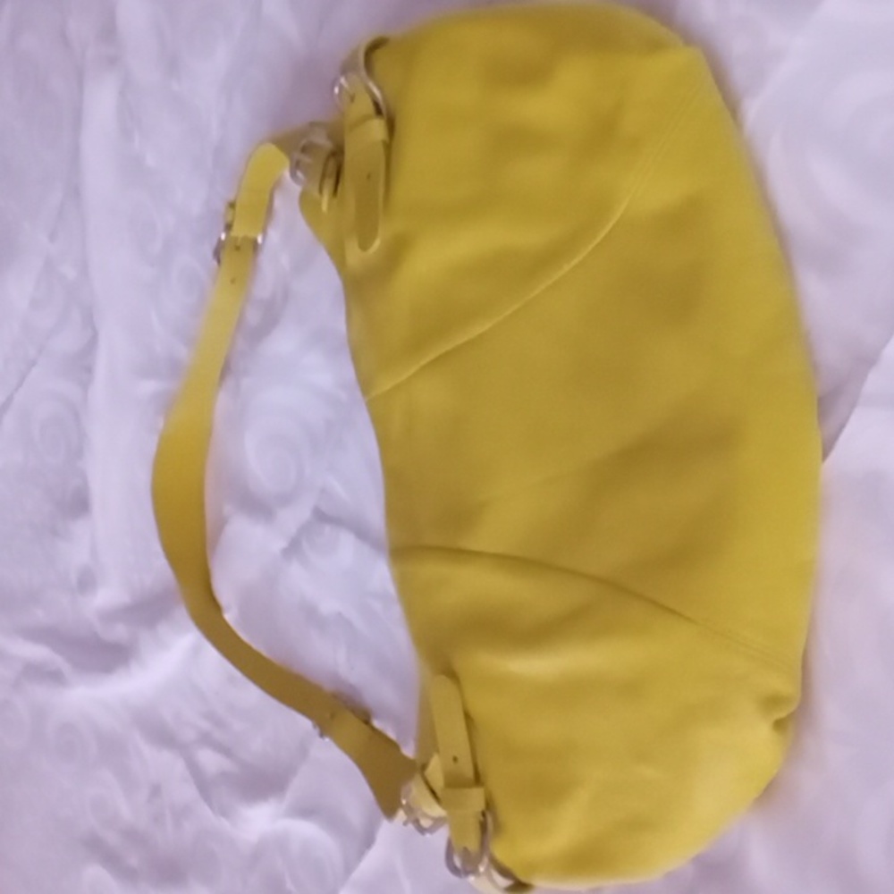 BOSKA yellow leather handbag with buckle  details